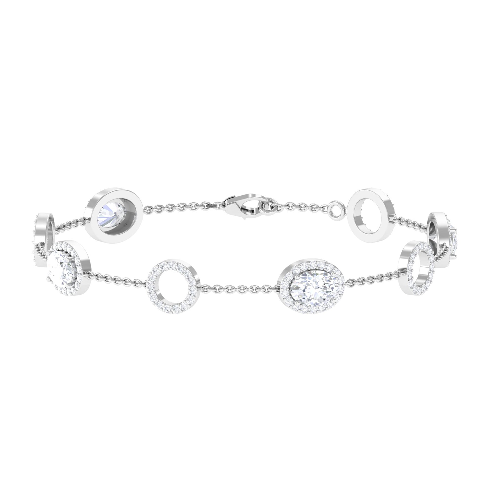 Statement Station Chain Bracelet with Lab Grown Diamond Lab Grown Diamond - ( EF-VS ) - Color and Clarity - Vibrant Grown Labs