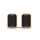 Vibrant Grown Labs-Emerald Cut Lab Grown Black Diamond Solitaire Stud Earrings