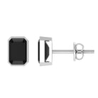 Vibrant Grown Labs-Emerald Cut Lab Grown Black Diamond Solitaire Stud Earrings