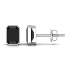 Vibrant Grown Labs-Emerald Cut Lab Grown Black Diamond Solitaire Stud Earrings