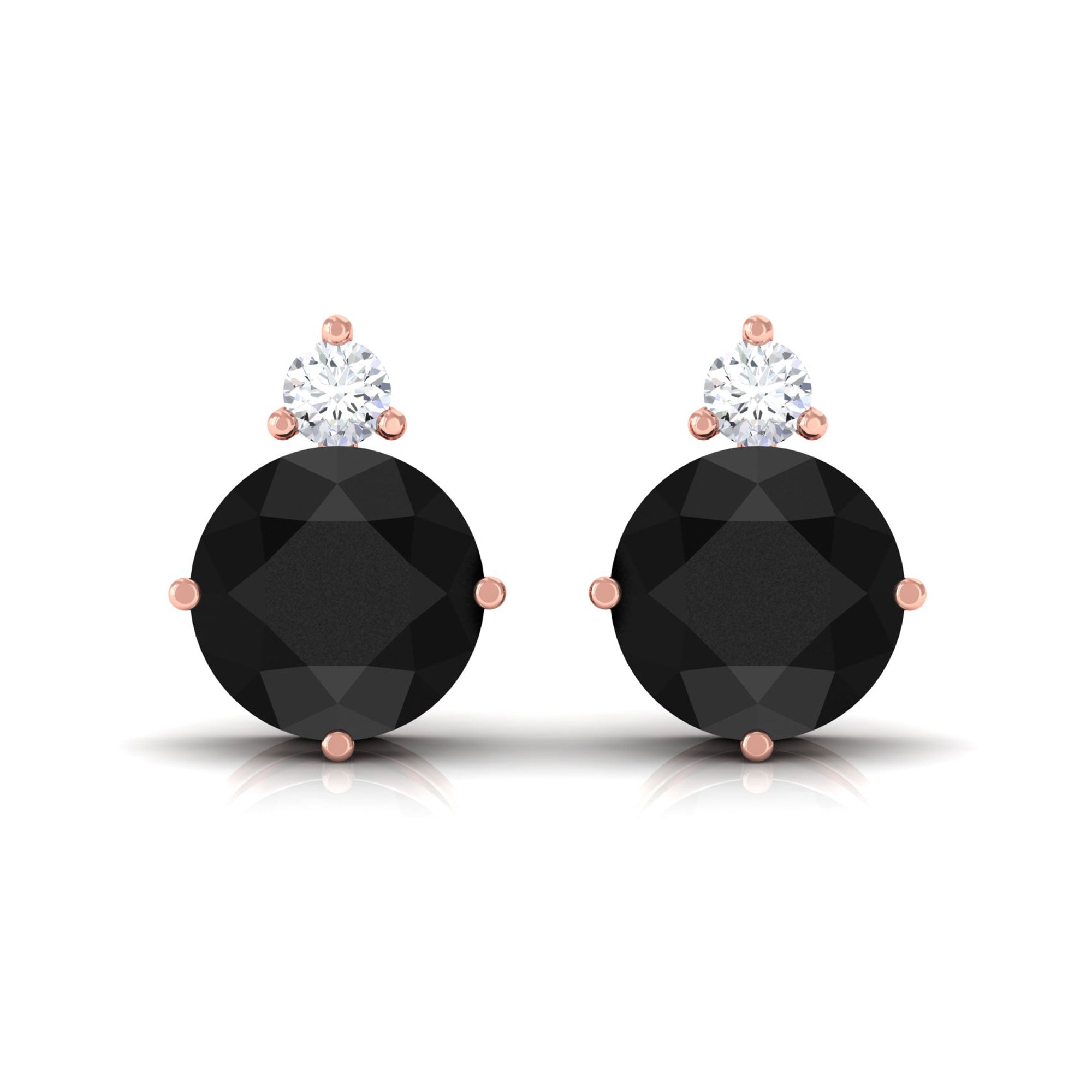 Vibrant Grown Labs-Round Lab Created Black Diamond Minimal Screw Back Earrings