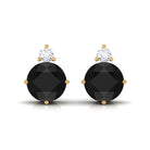 Vibrant Grown Labs-Round Lab Created Black Diamond Minimal Screw Back Earrings