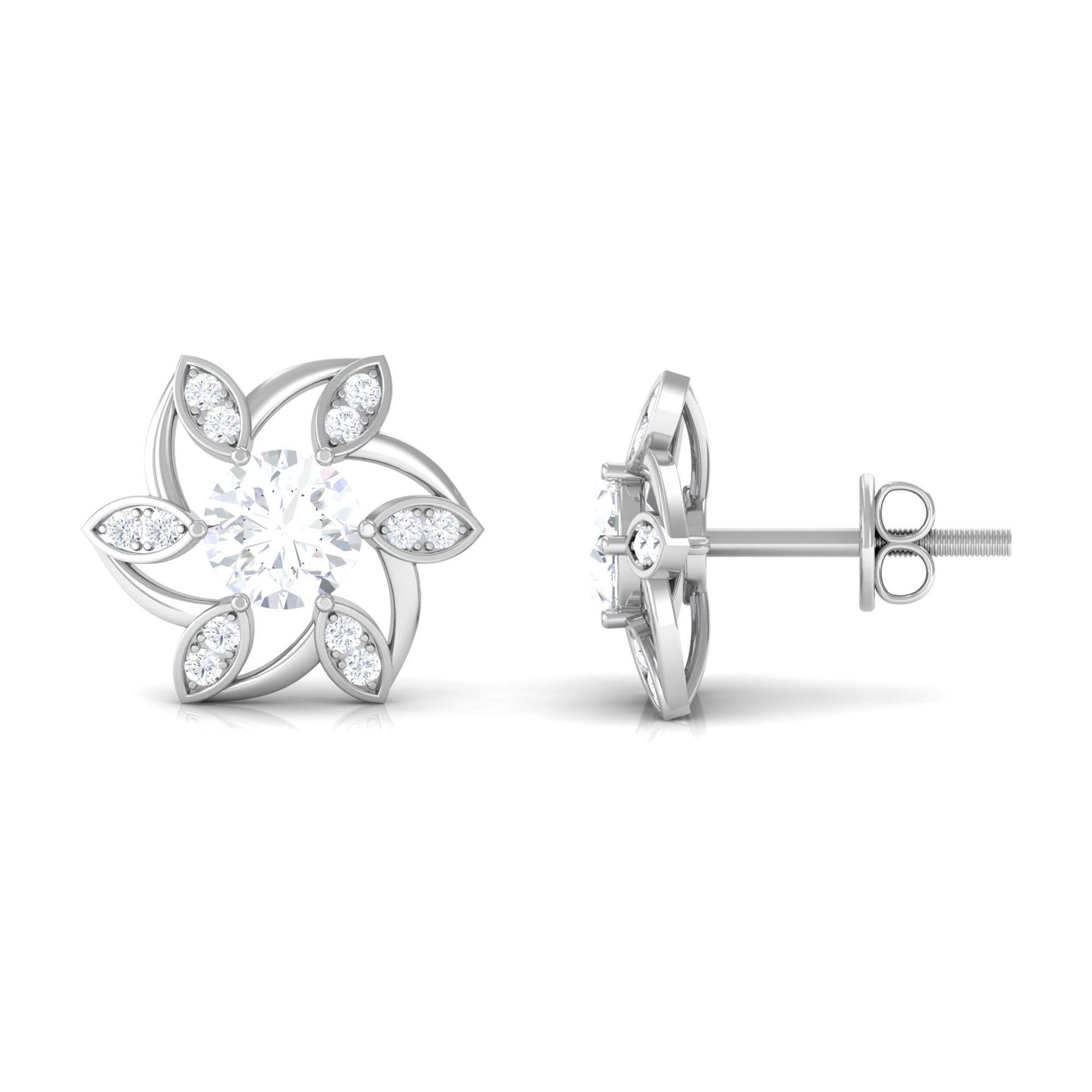 Vibrant Grown Labs-Lab Grown Diamond Floral Stud Earrings