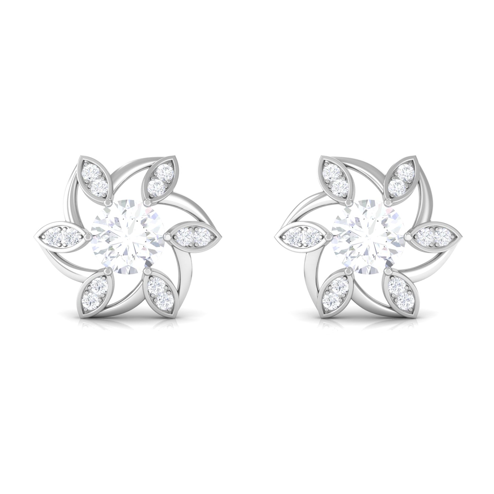 Vibrant Grown Labs-Lab Grown Diamond Floral Stud Earrings