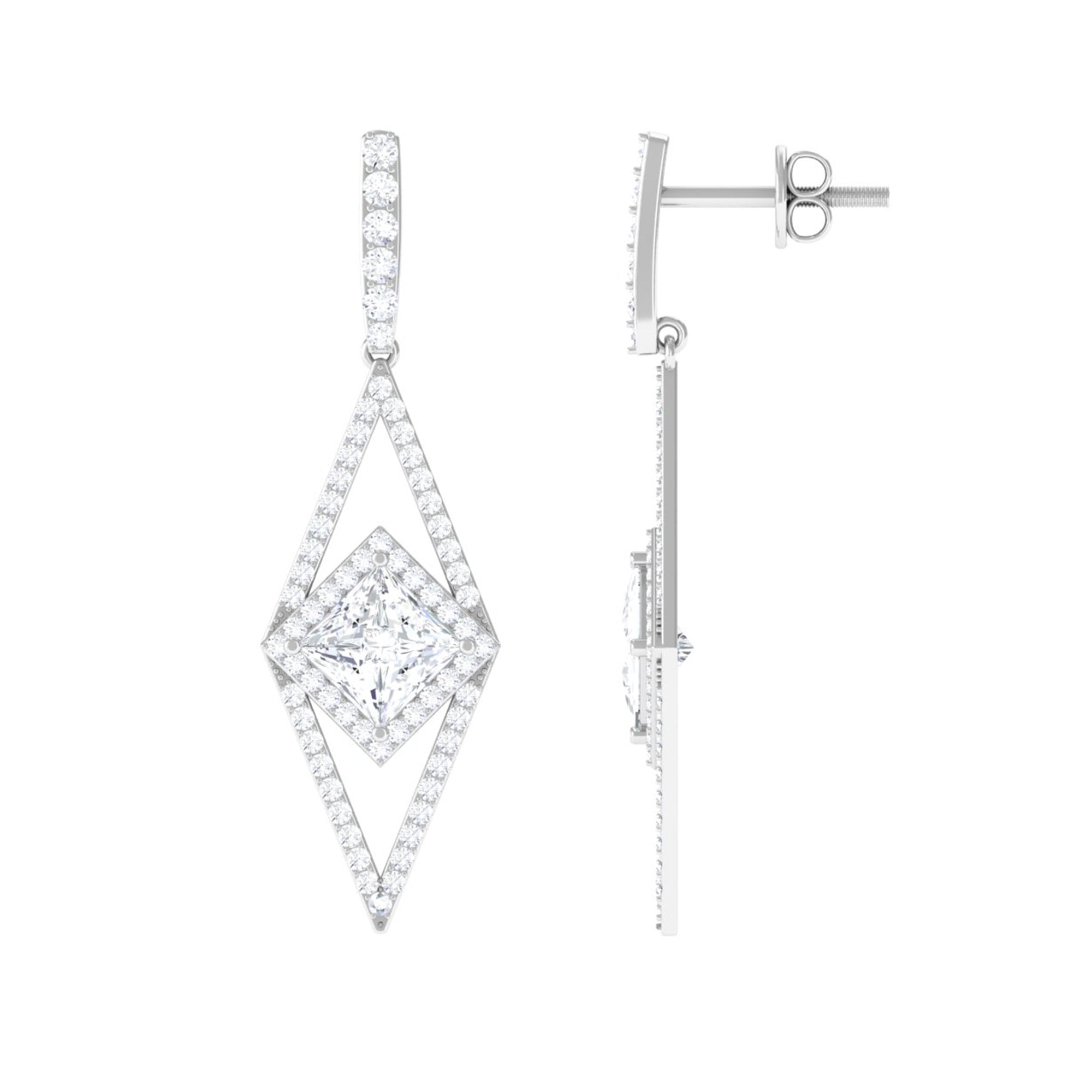 Minimal Lab Grown Dangle Earrings Lab Grown Diamond - ( EF-VS ) - Color and Clarity - Vibrant Grown Labs