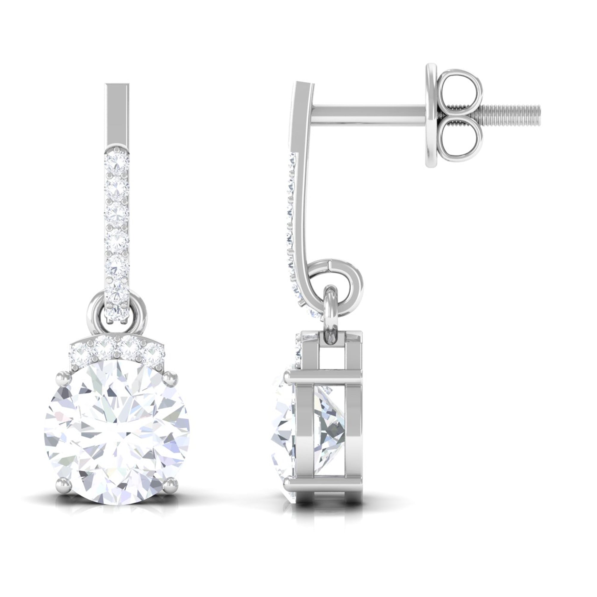 Vibrant Grown Labs-Round Lab Grown Diamond Drop Earrings