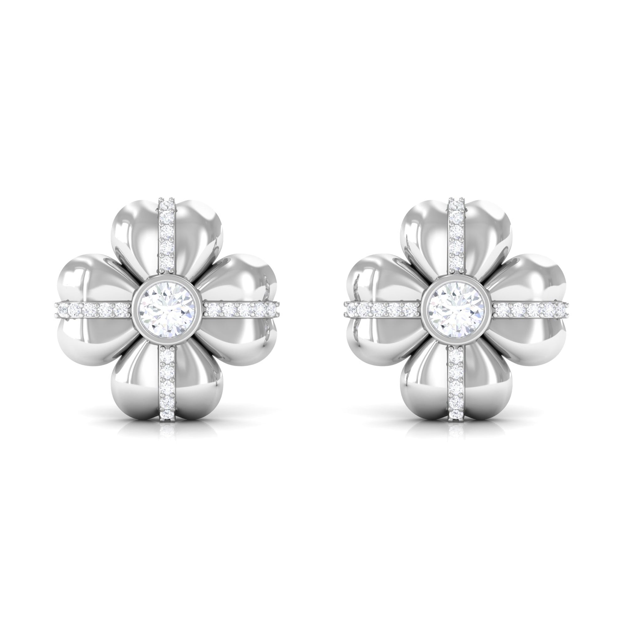 Lab Grown Diamond Flower Stud Earrings Lab Grown Diamond - ( EF-VS ) - Color and Clarity - Vibrant Grown Labs