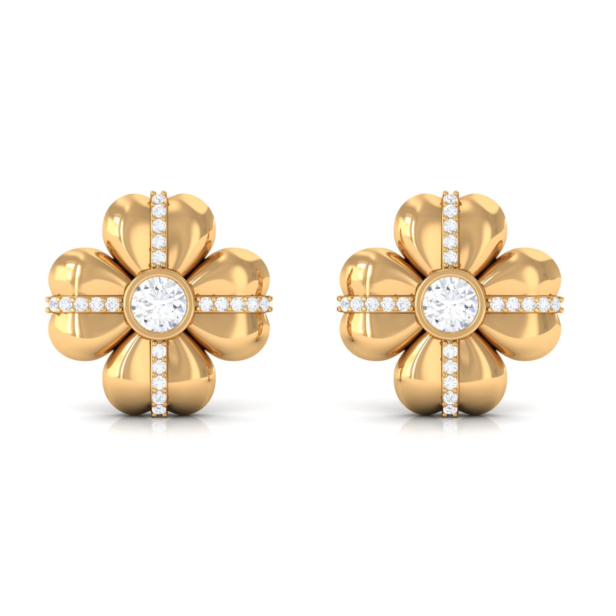 Lab Grown Diamond Flower Stud Earrings Lab Grown Diamond - ( EF-VS ) - Color and Clarity - Vibrant Grown Labs