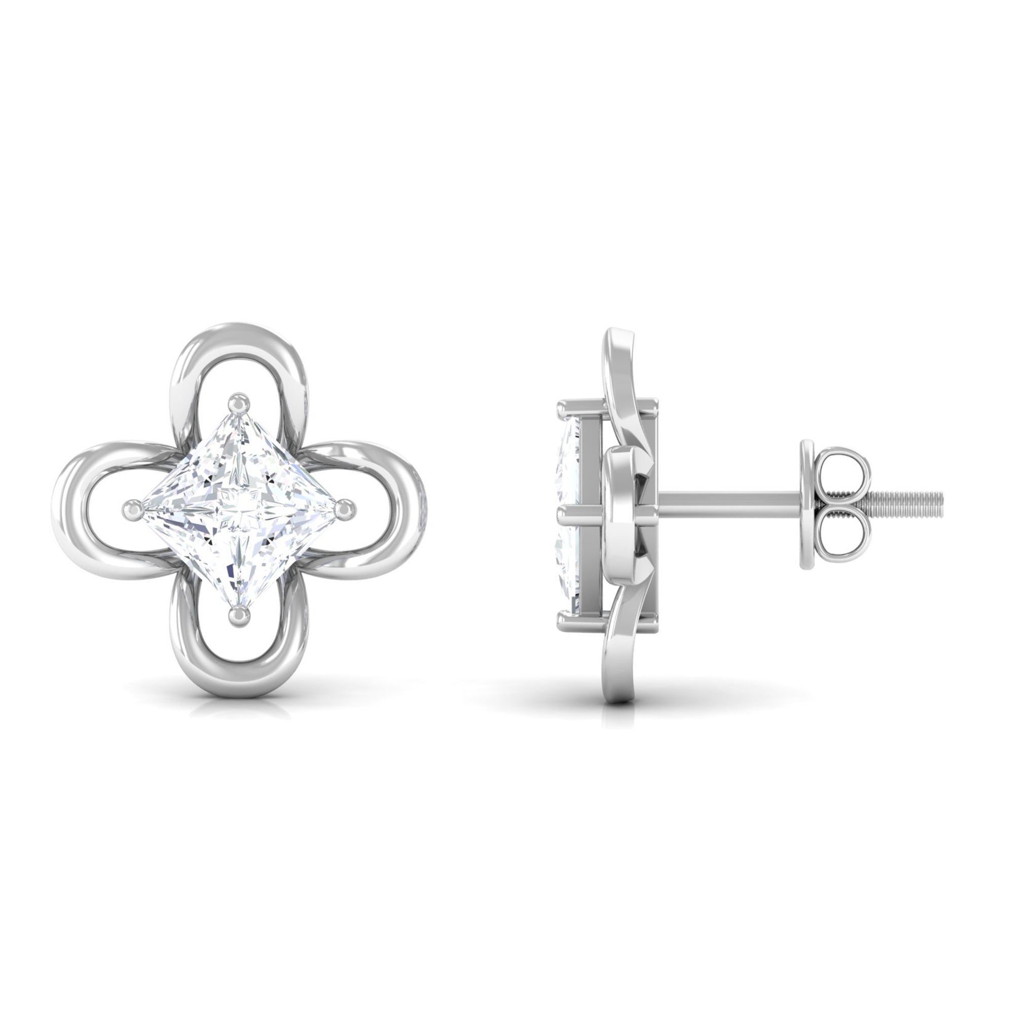 Flower Stud Earrings with Lab Grown Diamond Lab Grown Diamond - ( EF-VS ) - Color and Clarity - Vibrant Grown Labs