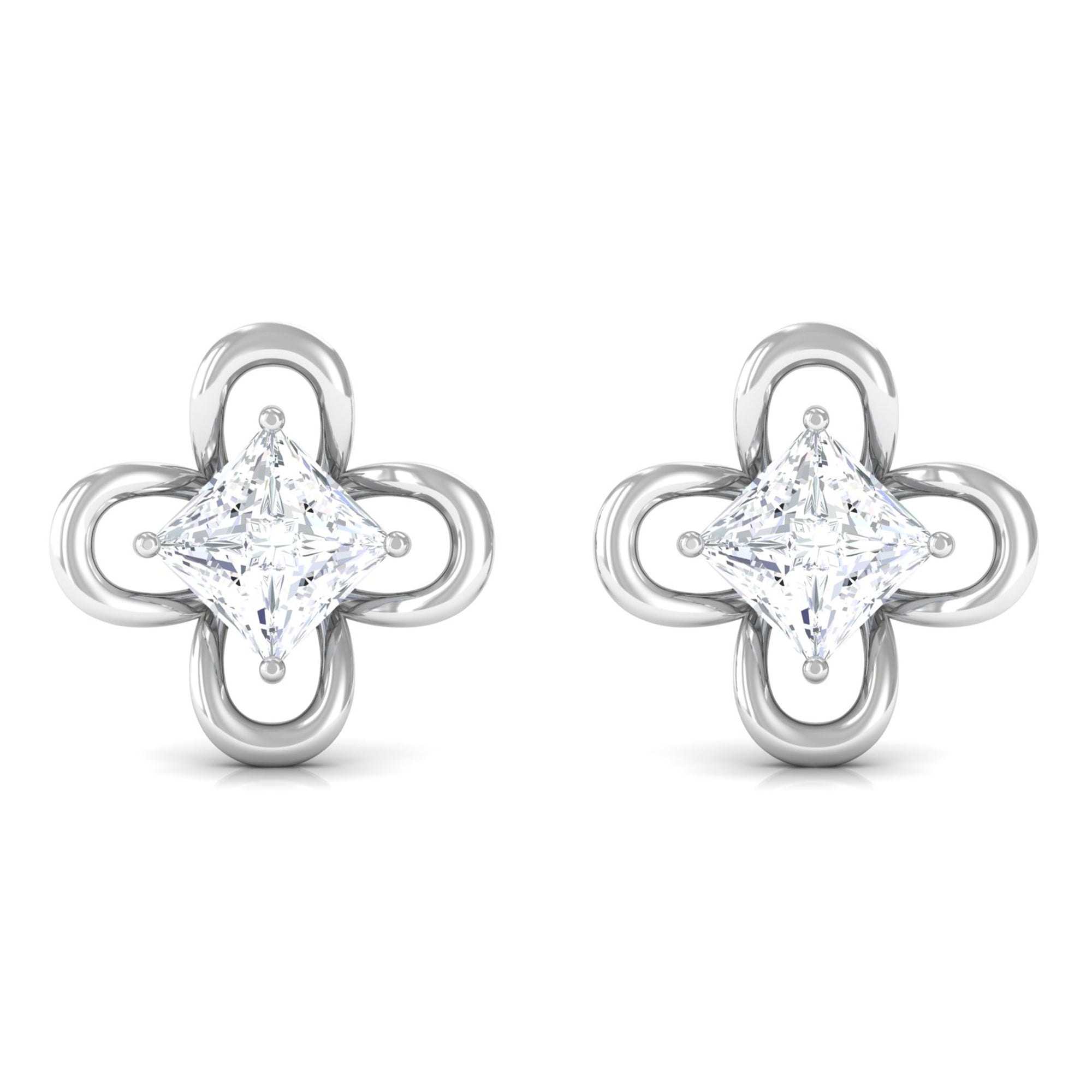 Flower Stud Earrings with Lab Grown Diamond Lab Grown Diamond - ( EF-VS ) - Color and Clarity - Vibrant Grown Labs