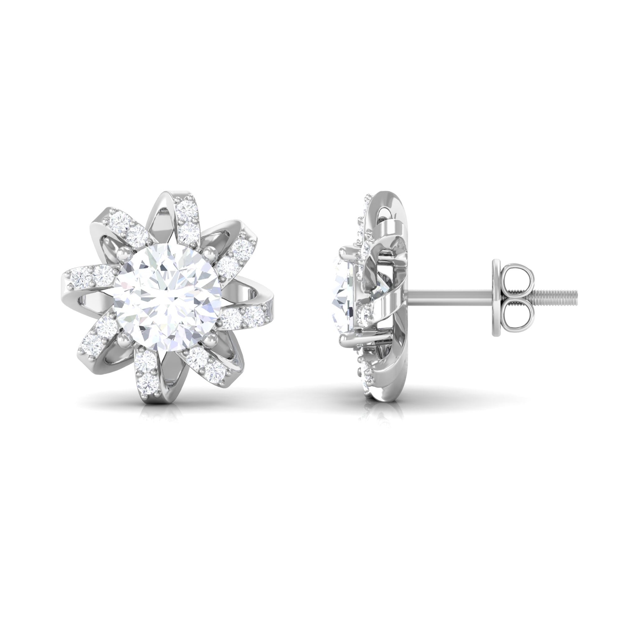 Vibrant Grown Labs-Nature Inspired Stud Earrings with Lab Grown Diamond