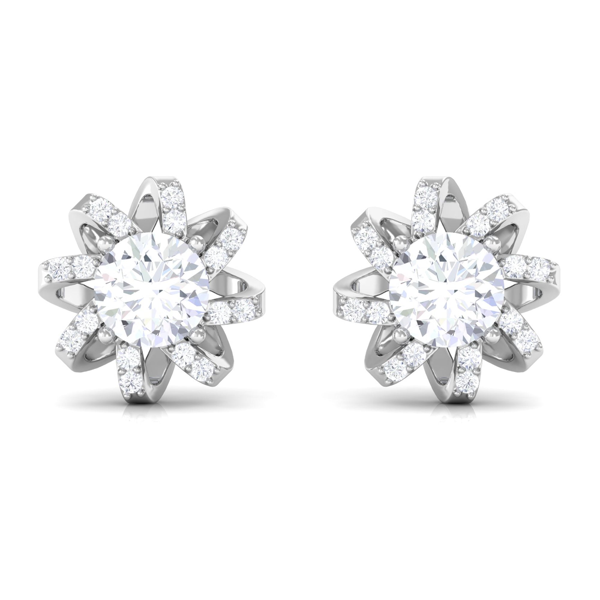 Vibrant Grown Labs-Nature Inspired Stud Earrings with Lab Grown Diamond