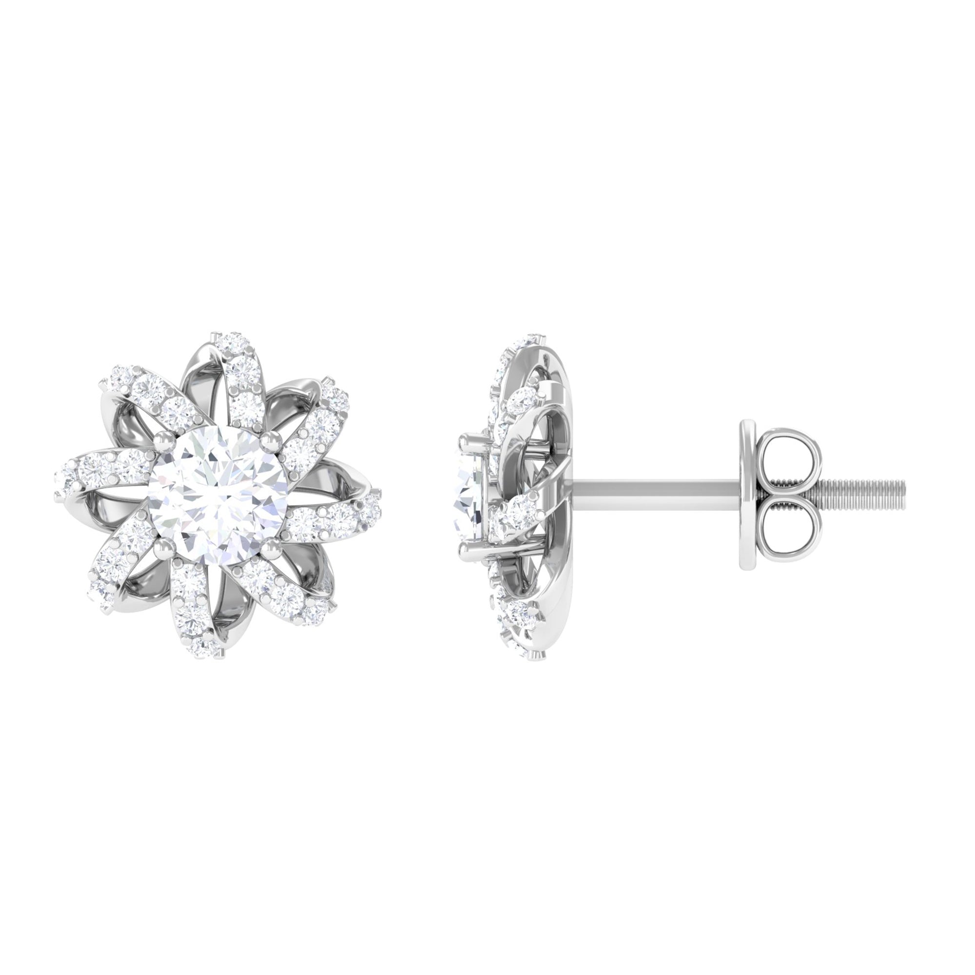 Vibrant Grown Labs-Nature Inspired Stud Earrings with Lab Grown Diamond