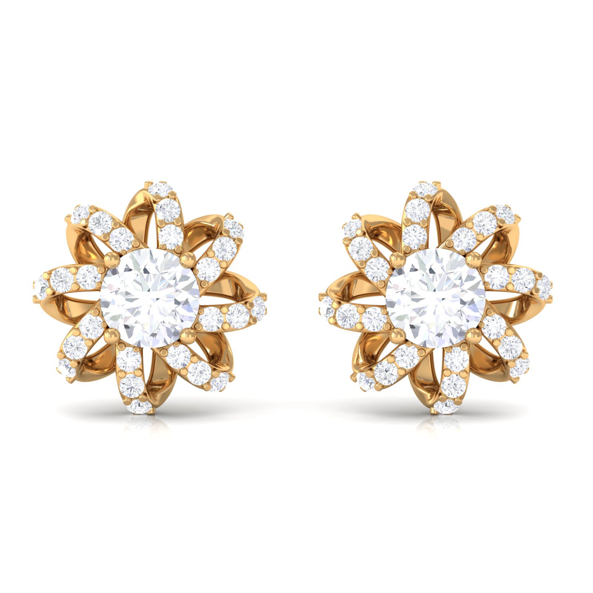 Vibrant Grown Labs-Nature Inspired Stud Earrings with Lab Grown Diamond