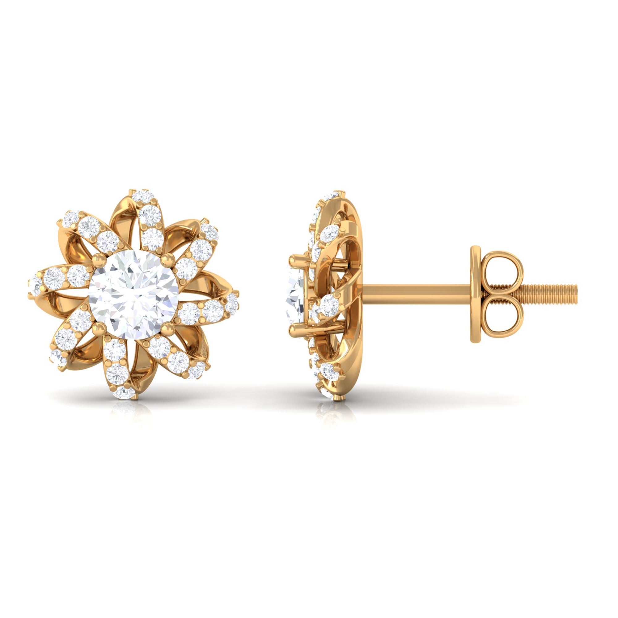 Vibrant Grown Labs-Nature Inspired Stud Earrings with Lab Grown Diamond