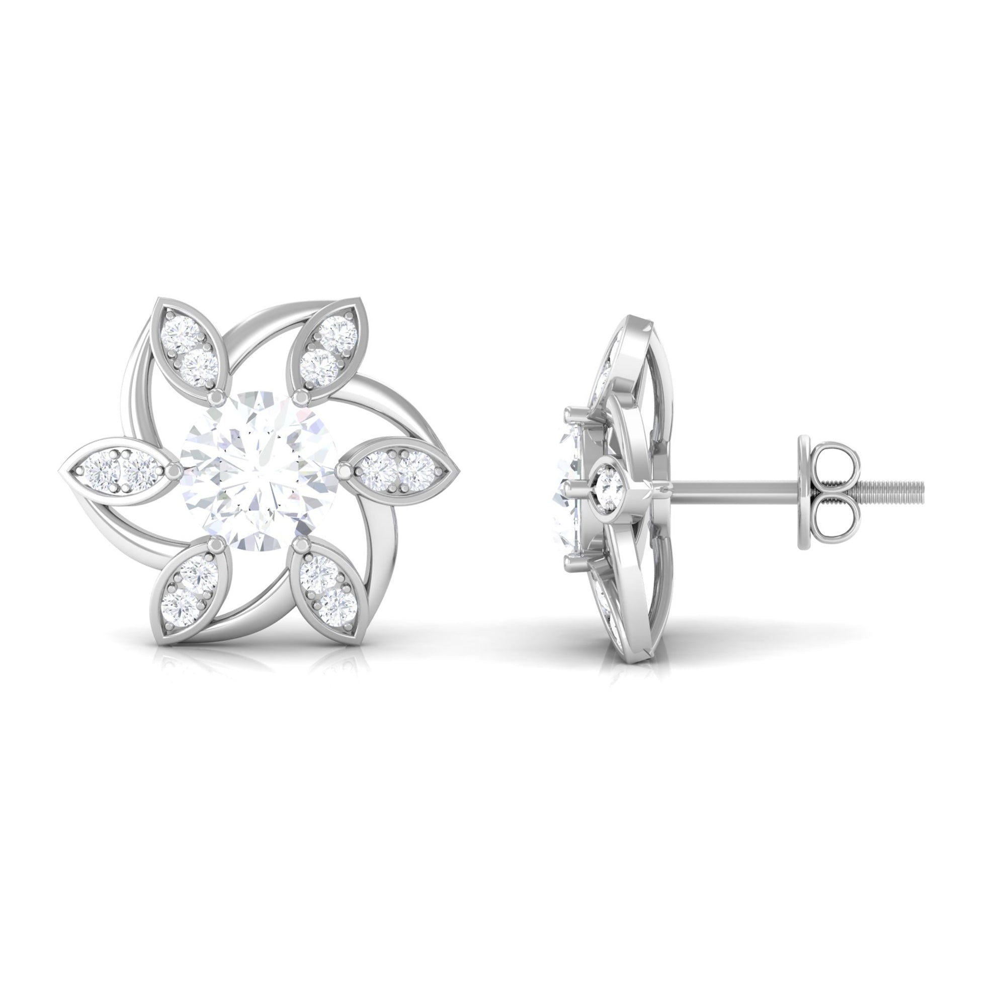 Vibrant Grown Labs-Lab Grown Diamond Floral Stud Earrings