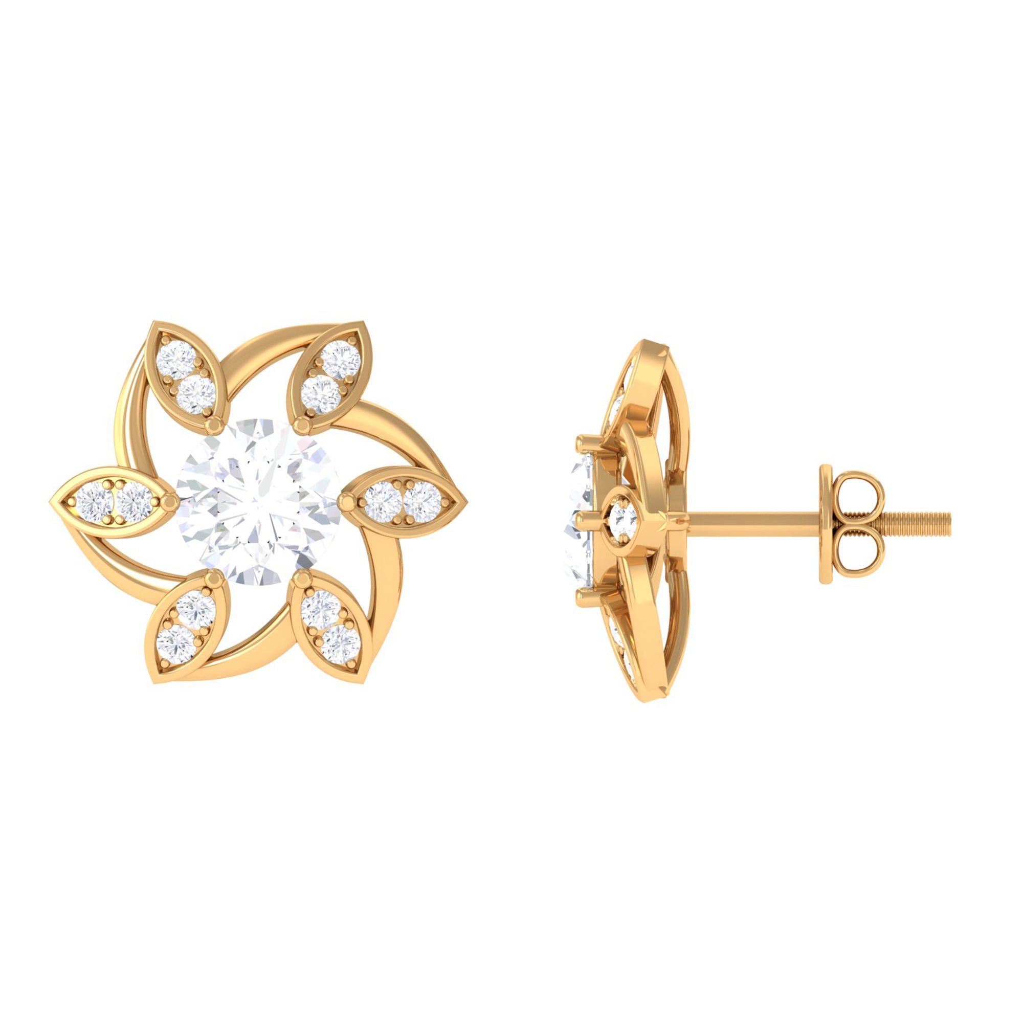 Vibrant Grown Labs-Lab Grown Diamond Floral Stud Earrings