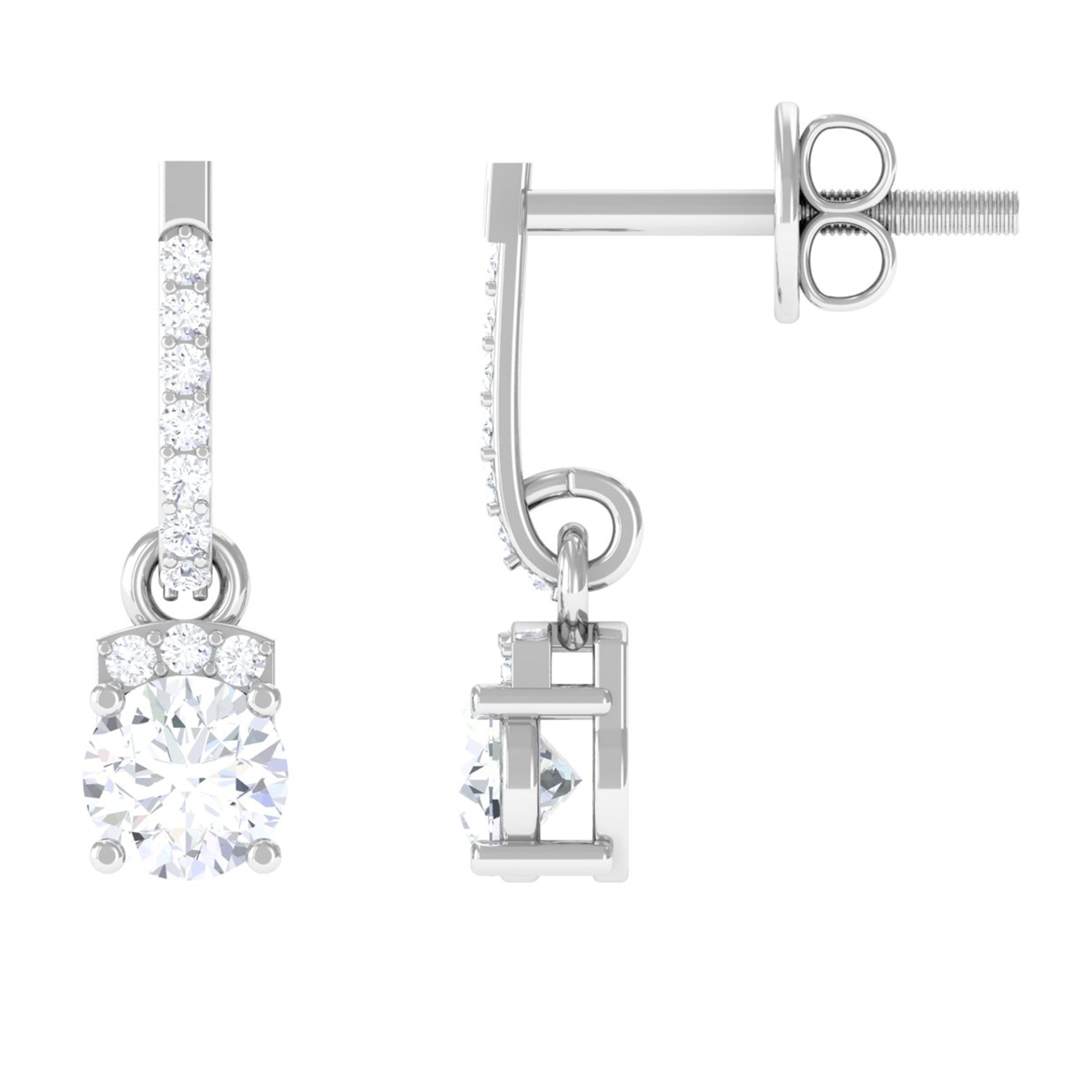 Vibrant Grown Labs-Round Lab Grown Diamond Drop Earrings