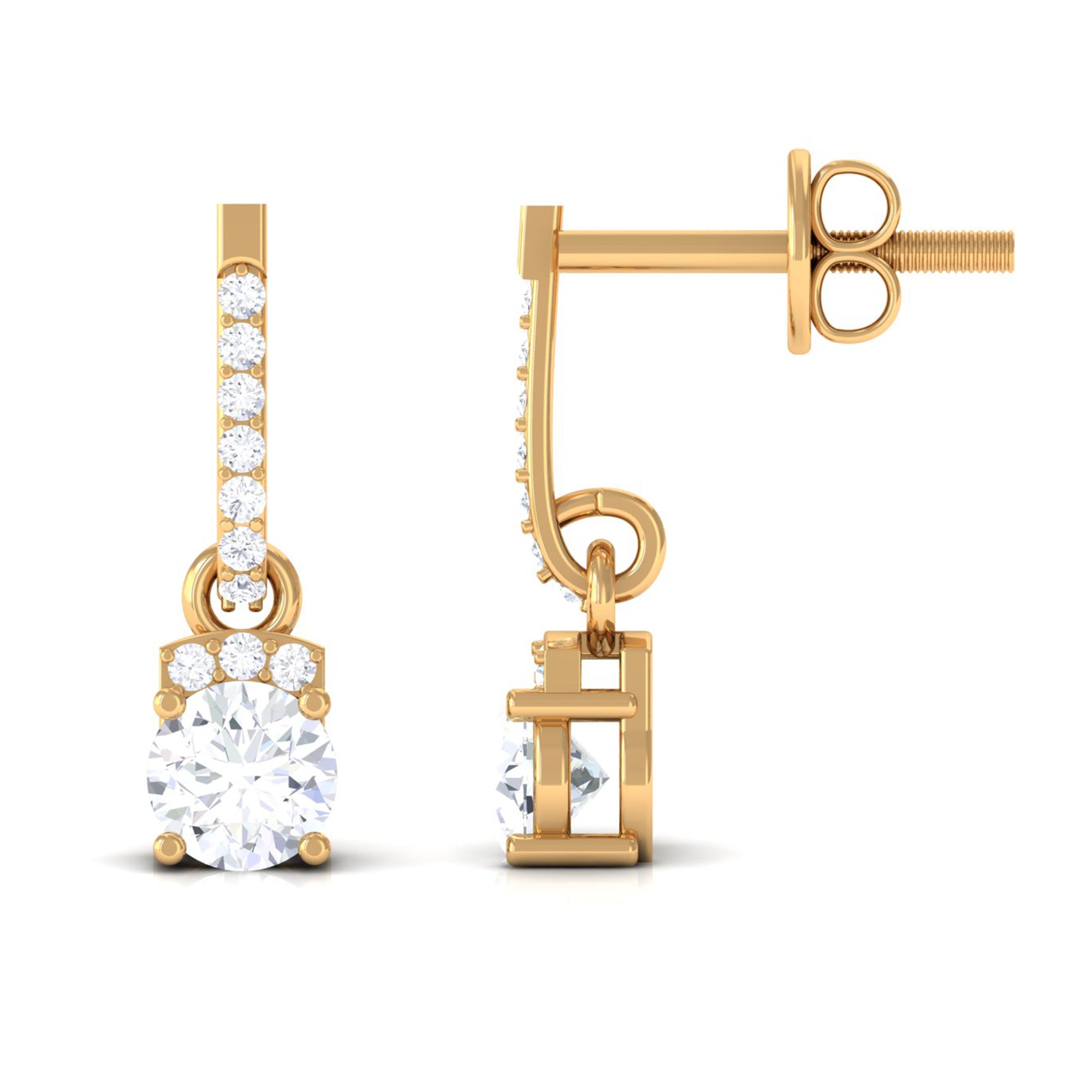 Vibrant Grown Labs-Round Lab Grown Diamond Drop Earrings