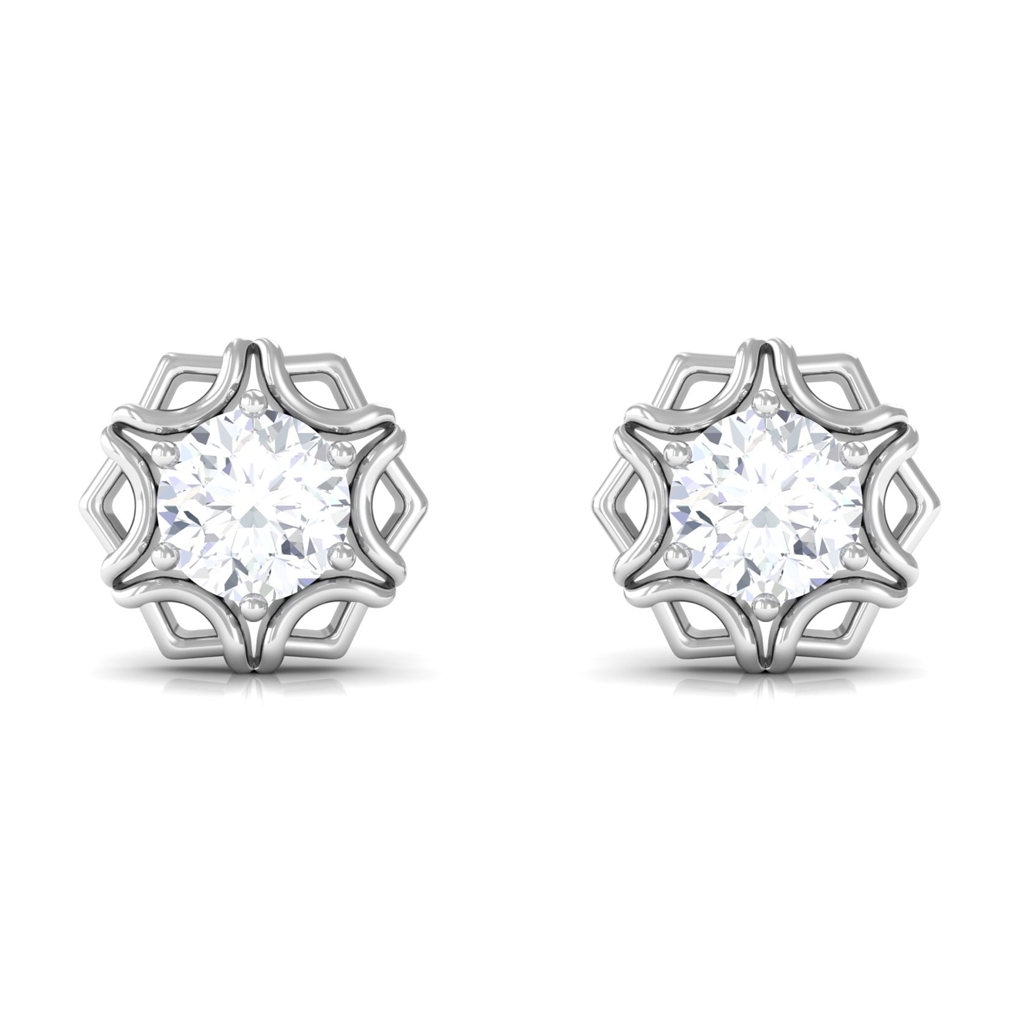 Vibrant Grown Labs-Nature Inspired Floral Stud Earrings with Lab Grown Diamond