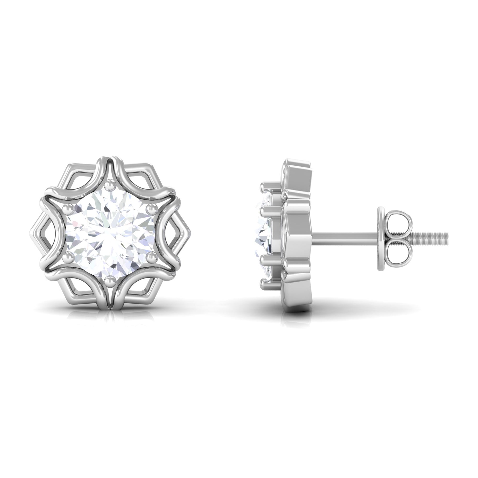 Vibrant Grown Labs-Nature Inspired Floral Stud Earrings with Lab Grown Diamond