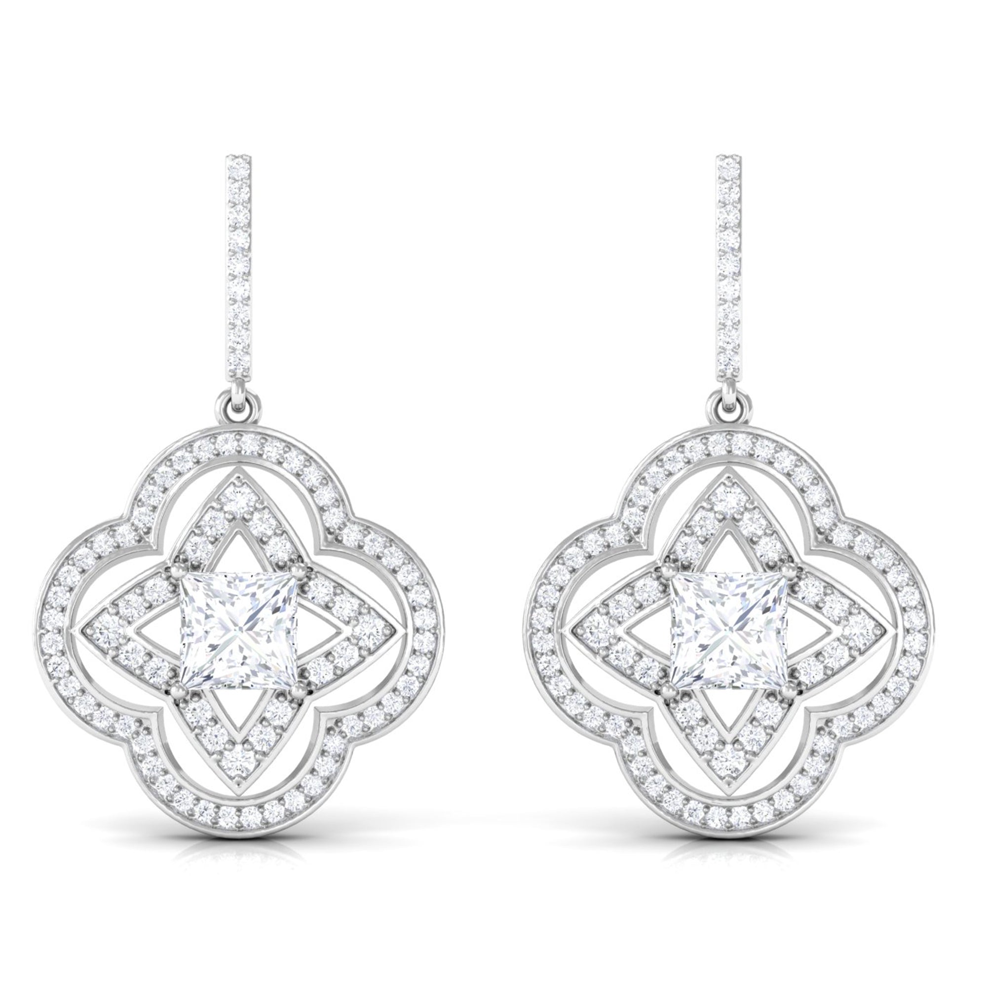 Lab Grown Diamond Floral Drop Earrings Lab Grown Diamond - ( EF-VS ) - Color and Clarity - Vibrant Grown Labs