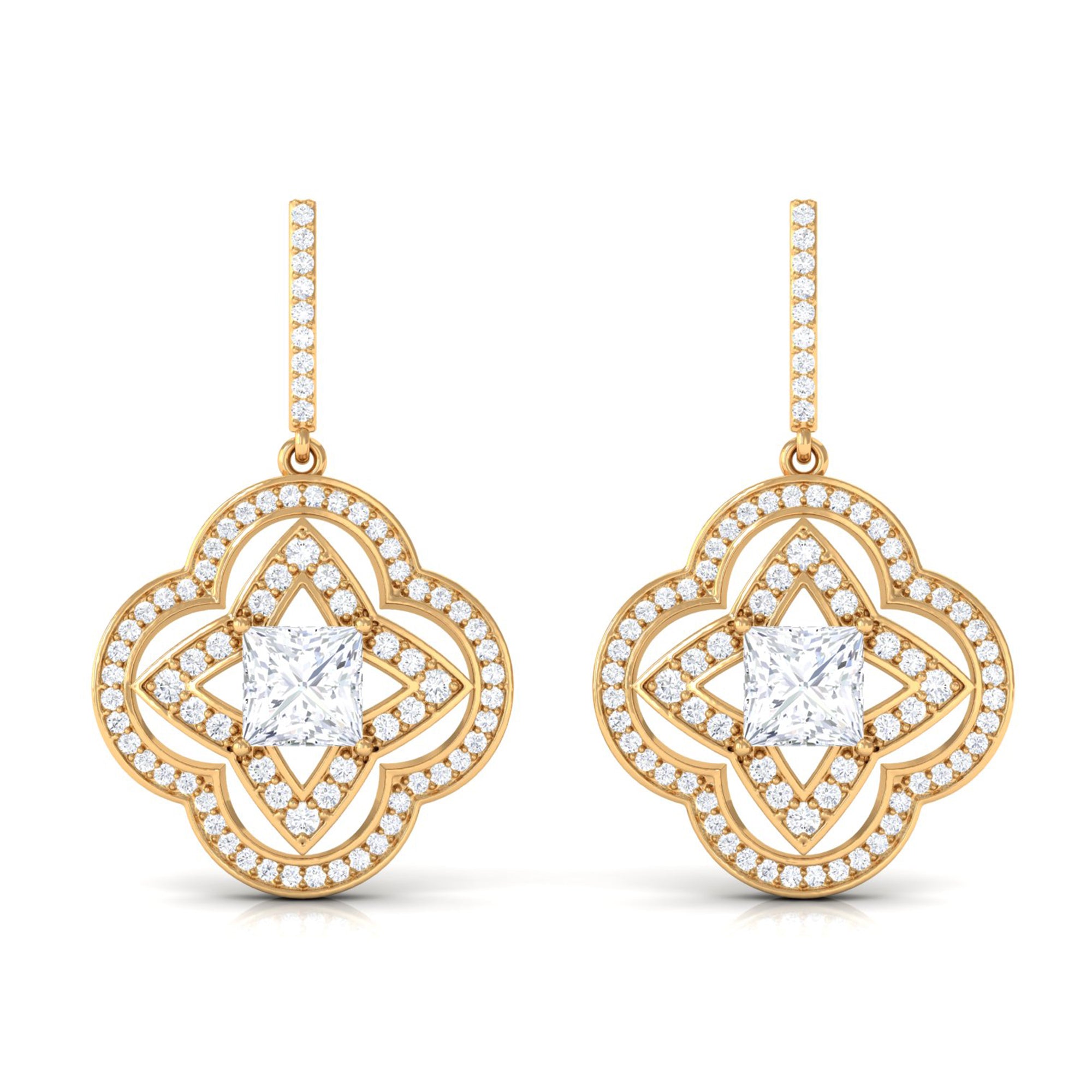 Lab Grown Diamond Floral Drop Earrings Lab Grown Diamond - ( EF-VS ) - Color and Clarity - Vibrant Grown Labs