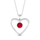 Vibrant Grown Labs-Heart Pendant Necklace with Lab Grown Ruby