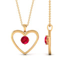 Vibrant Grown Labs-Heart Pendant Necklace with Lab Grown Ruby