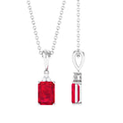 Vibrant Grown Labs-Emerald Cut Lab Grown Ruby Pendant Necklace