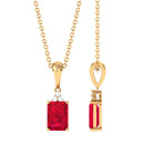 Vibrant Grown Labs-Emerald Cut Lab Grown Ruby Pendant Necklace