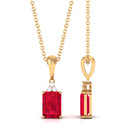 Vibrant Grown Labs-Emerald Cut Lab Grown Ruby Pendant Necklace