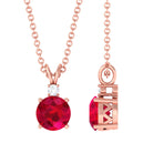 Vibrant Grown Labs-Round Lab Grown Ruby Solitaire Pendant Necklace