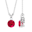 Vibrant Grown Labs-Round Lab Grown Ruby Solitaire Pendant Necklace