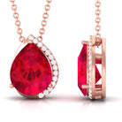 Vibrant Grown Labs-Minimal Lab Created Ruby Pendant Necklace with Diamond