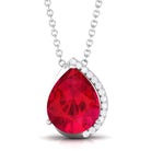 Vibrant Grown Labs-Minimal Lab Created Ruby Pendant Necklace with Diamond