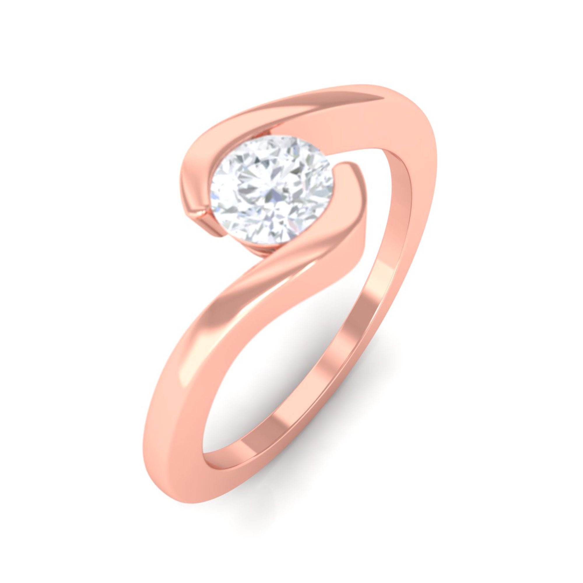 Vibrant Grown Labs-Minimalist Lab Grown Diamond Solitaire Bypass Ring