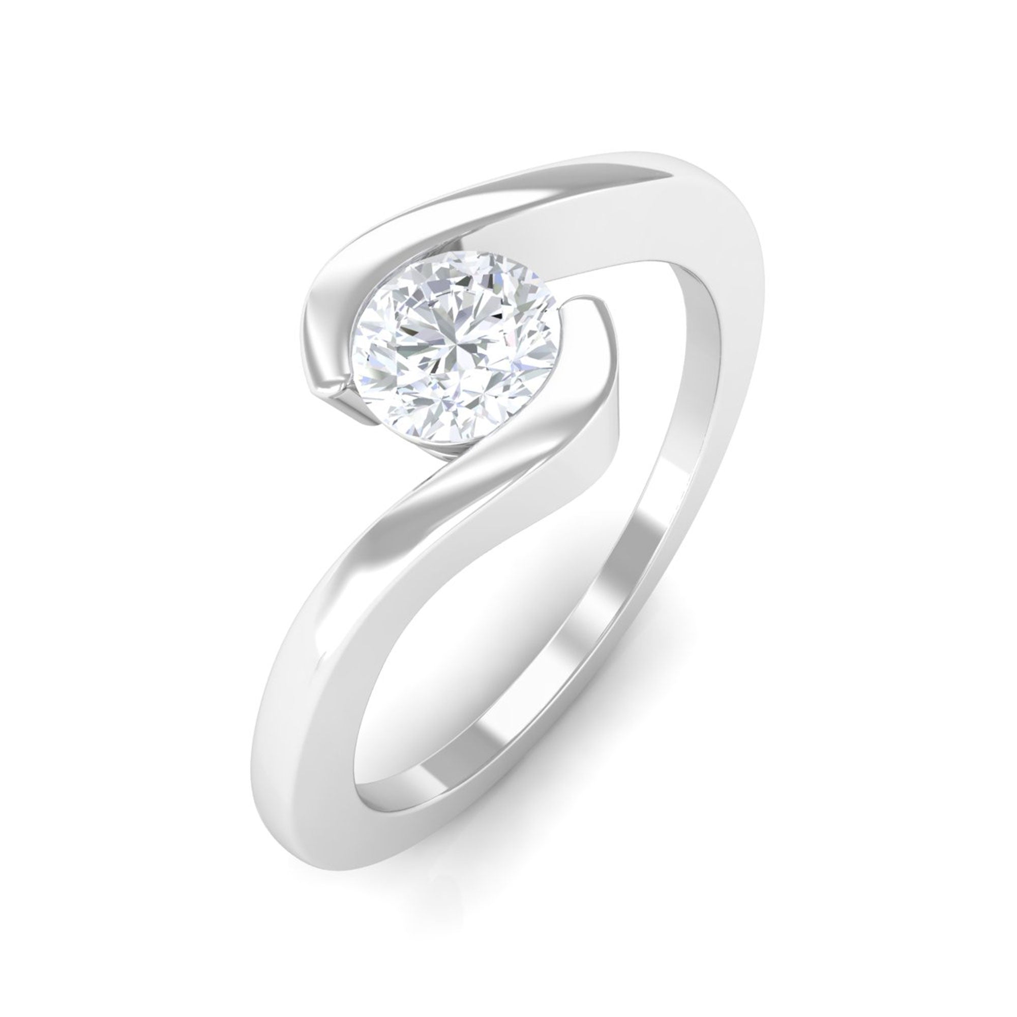 Vibrant Grown Labs-Minimalist Lab Grown Diamond Solitaire Bypass Ring