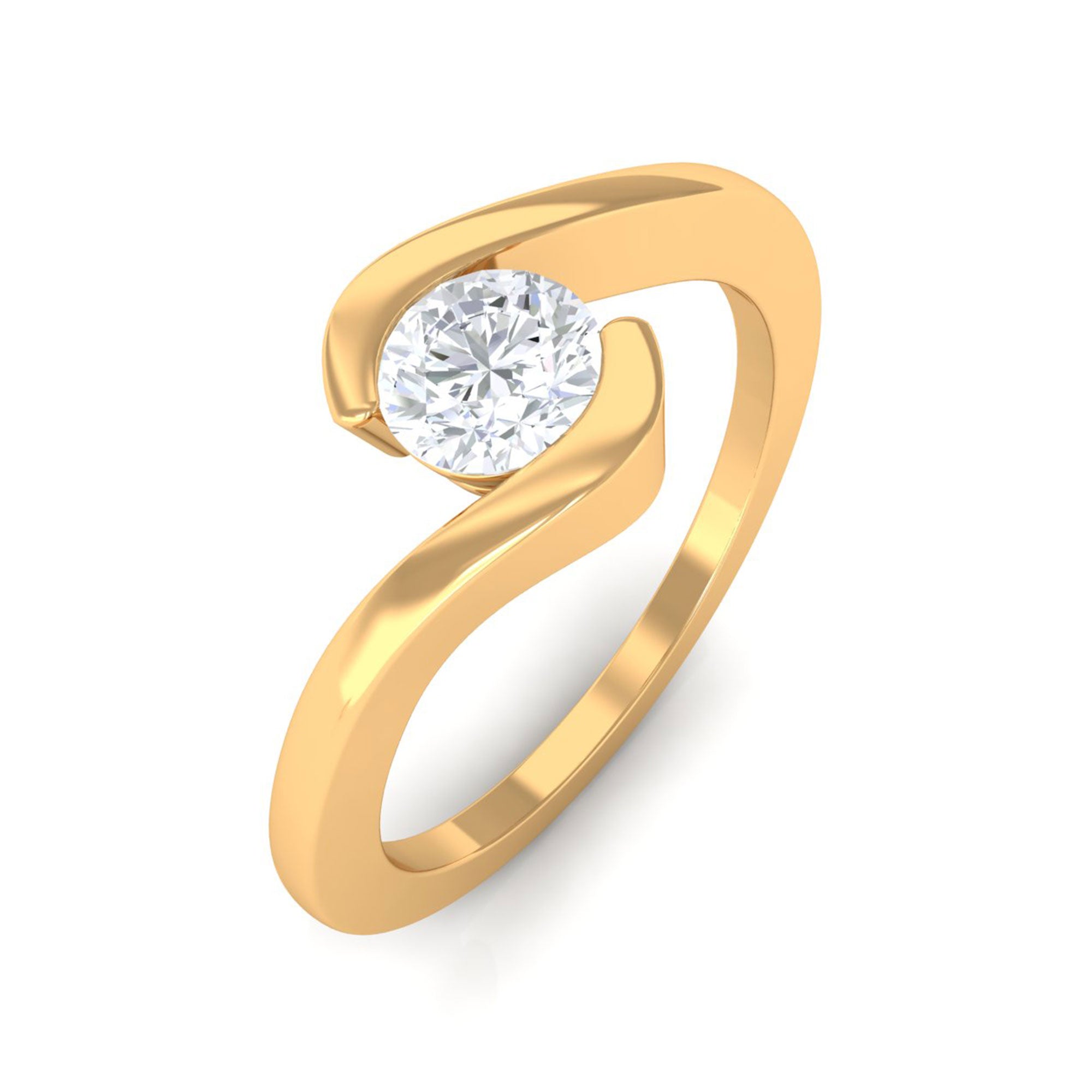 Vibrant Grown Labs-Minimalist Lab Grown Diamond Solitaire Bypass Ring