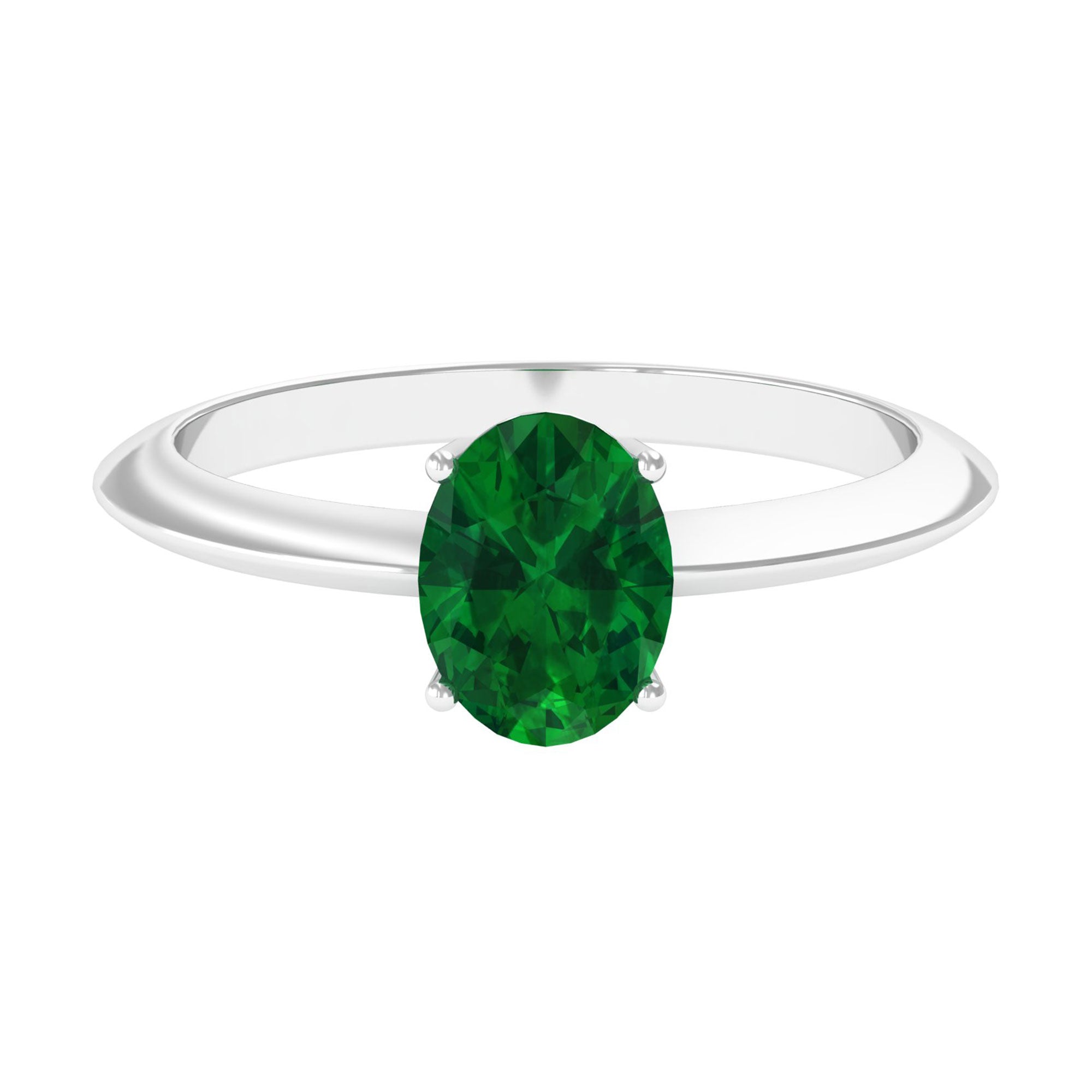 Vibrant Grown Labs-Oval Lab Grown Emerald Solitaire Engagement Ring