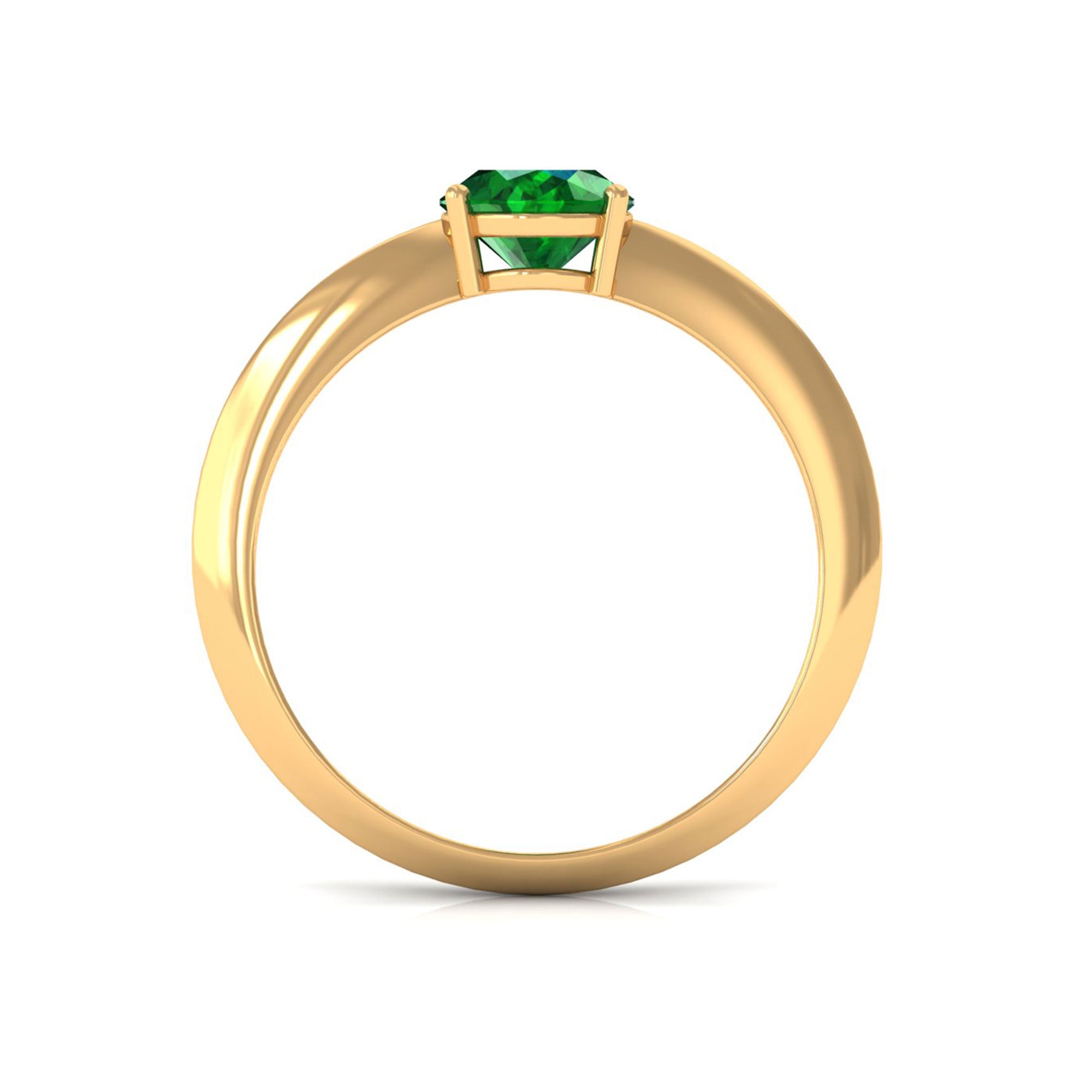 Vibrant Grown Labs-Oval Lab Grown Emerald Solitaire Engagement Ring