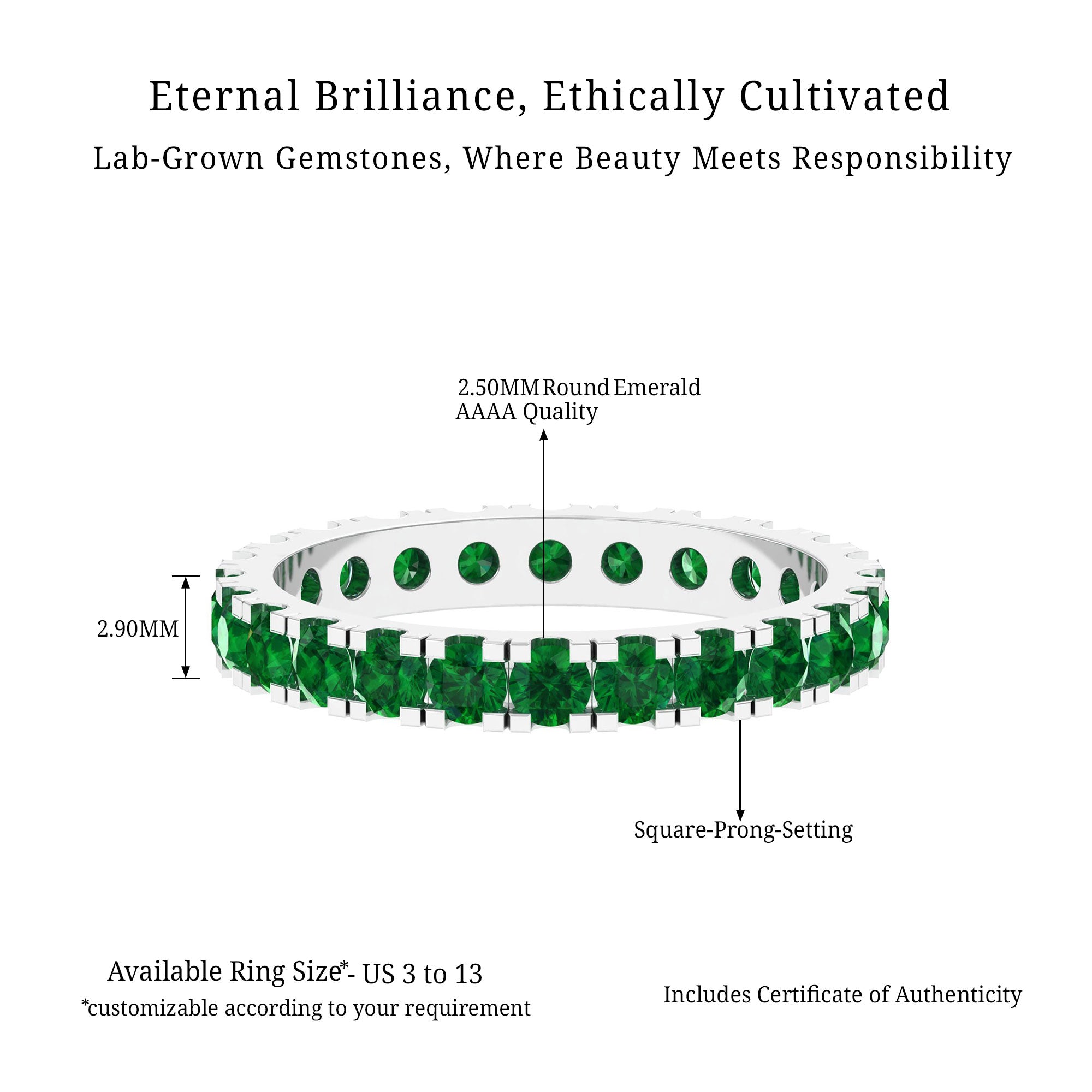 Vibrant Grown Labs-Lab Grown Emerald Wedding Eternity Ring