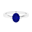 Vibrant Grown Labs-Oval Lab Grown Blue Sapphire Solitaire Engagement Ring