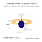 Vibrant Grown Labs-Oval Lab Grown Blue Sapphire Solitaire Engagement Ring