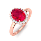 Vibrant Grown Labs-Oval Lab Grown Ruby Engagement Ring With Halo