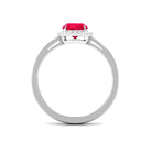 Vibrant Grown Labs-Oval Lab Grown Ruby Engagement Ring With Halo