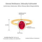 Vibrant Grown Labs-Oval Lab Grown Ruby Engagement Ring With Halo