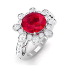 Vibrant Grown Labs-Lab Grown Ruby Vintage Engagement Ring with Lab Grown Diamond