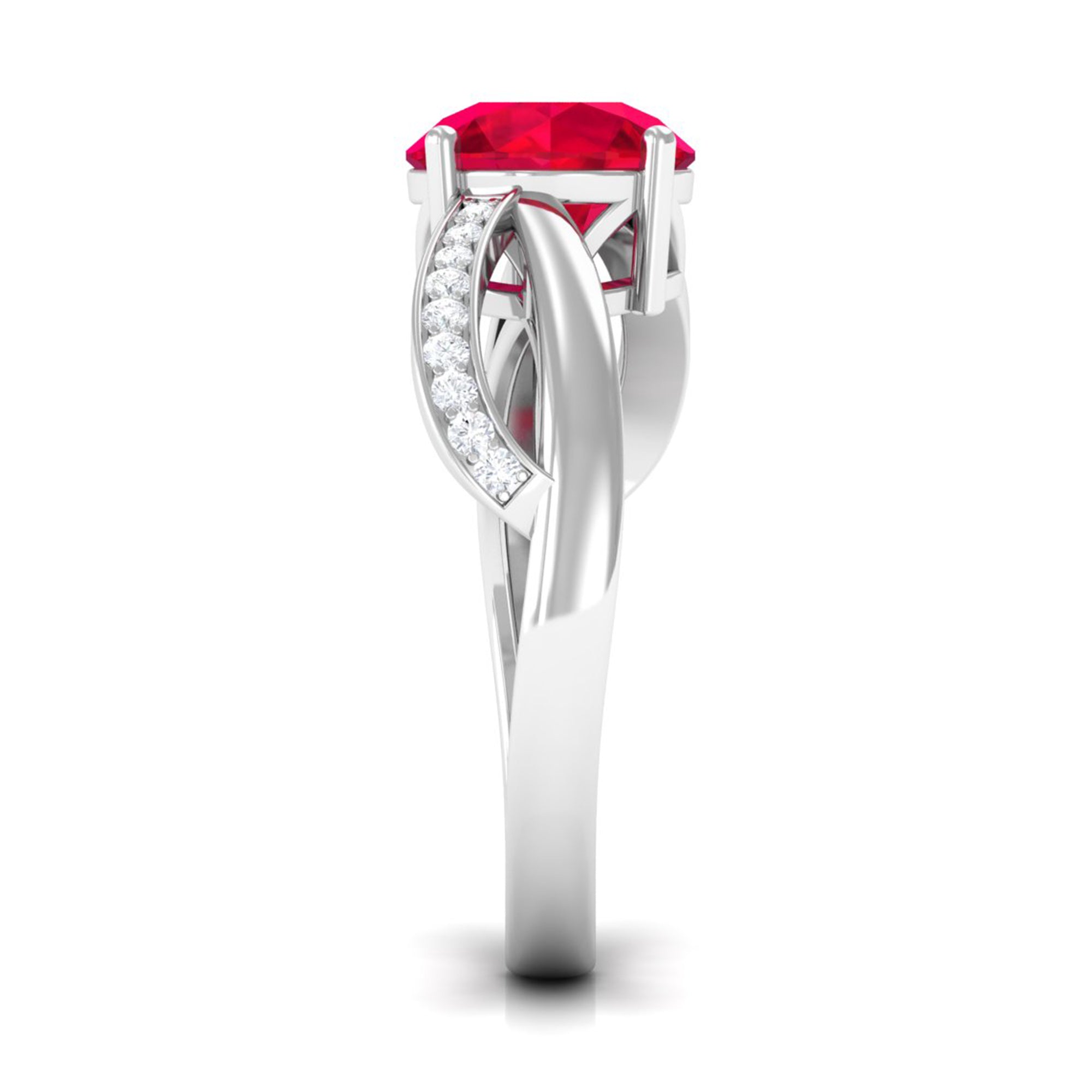 Vibrant Grown Labs-Minimal Lab Created Ruby Promise Ring for Women