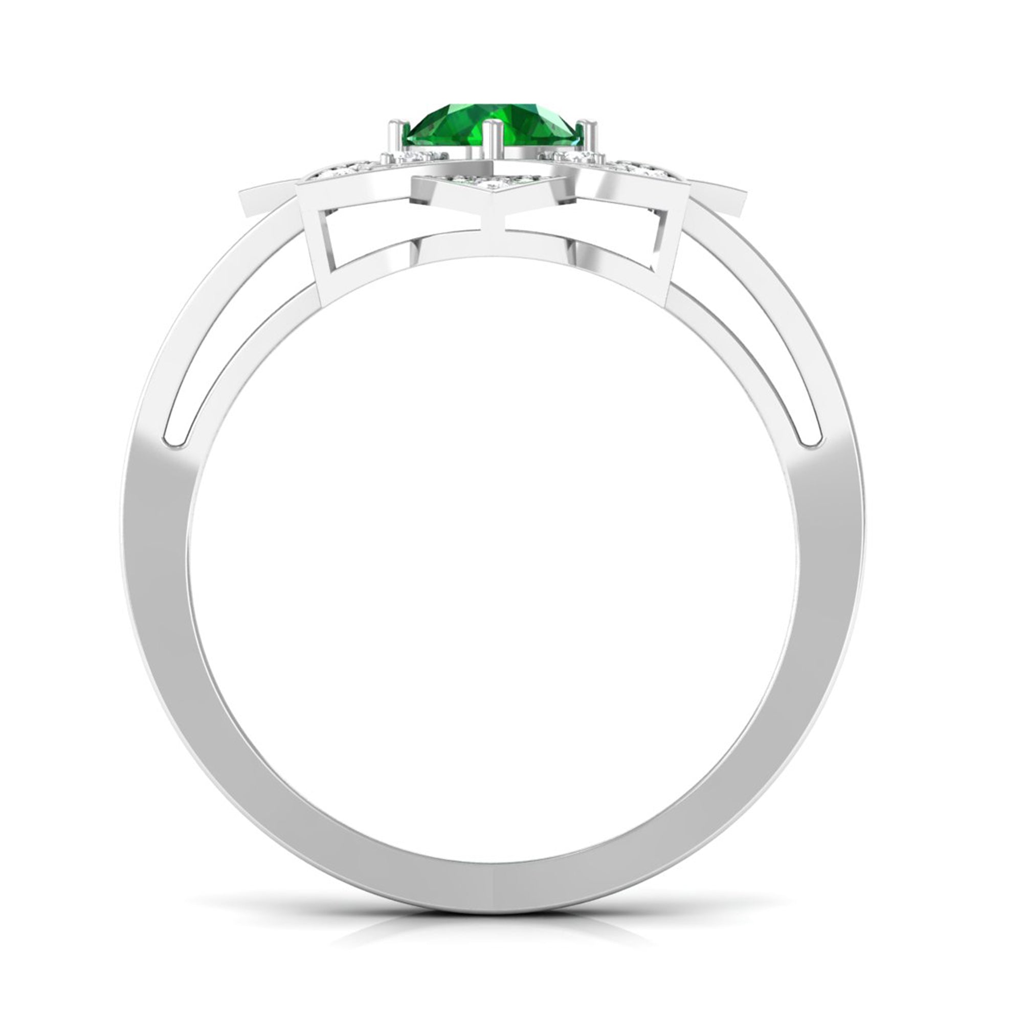 Vibrant Grown Labs-Nature Inspired Lab Grown Emerald Statement Engagement Ring